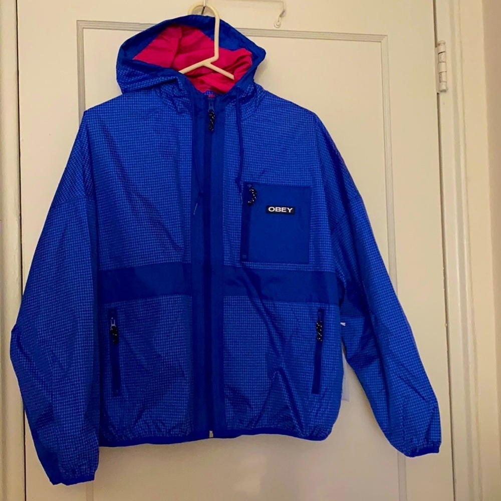 NWT Obey riverbed colbalt blue hooded jacket sz: S
